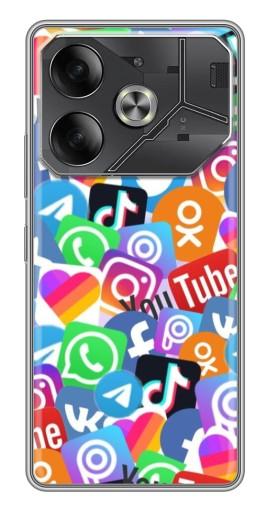 Чехол с принтом "Яркие иконки" для Tecno Pova 6