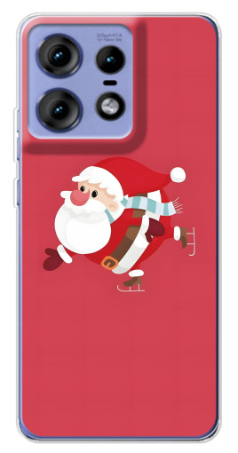 Силиконовый чехол с изображением "Дед Мороз на коньках" для Motorola Edge 50 Pro