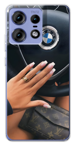 Силиконовый чехол с изображением "Девушка в БМВ" для Motorola Edge 50 Pro