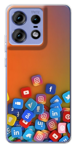 Чехол с принтом "Иконки соц сетей" для Motorola Edge 50 Pro