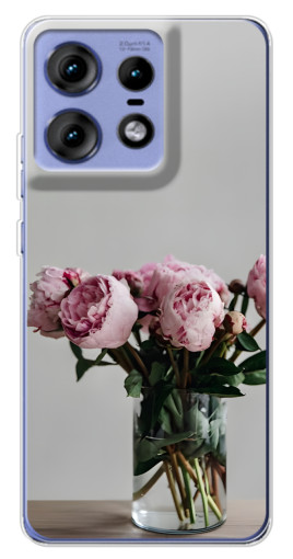 Чехол с картинкой "Пионы в вазе" для Motorola Edge 50 Pro