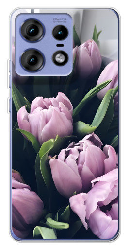 Чехол с принтом "Сиреневые тюльпаны" для Motorola Edge 50 Pro