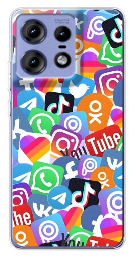 Чехол с картинкой "Яркие иконки" для Motorola Edge 50 Pro