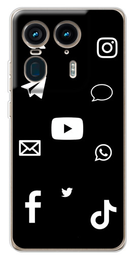 Чехол с принтом "Белые иконки" для Motorola Edge 50 Ultra