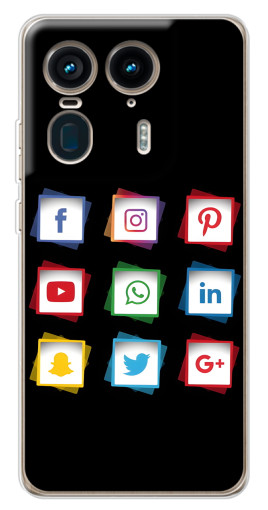 Чехол с принтом "Иконки на черном" для Motorola Edge 50 Ultra