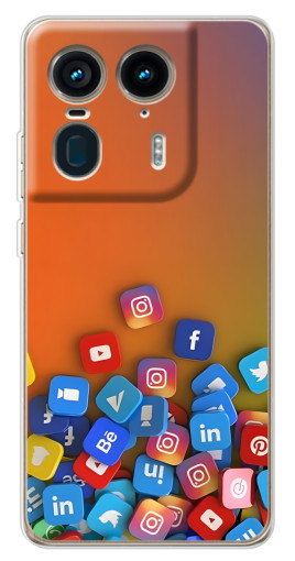 Чехол с картинкой "Иконки соц сетей" для Motorola Edge 50 Ultra