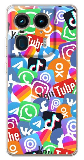 Силиконовый чехол с изображением "Яркие иконки" для Motorola Edge 50 Ultra
