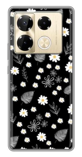 Силиконовый чехол с изображением "Ромашки на черном" для Infinix Note 40 Pro