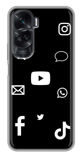 Силиконовый чехол с изображением "Белые иконки" для Huawei Honor 90 Lite