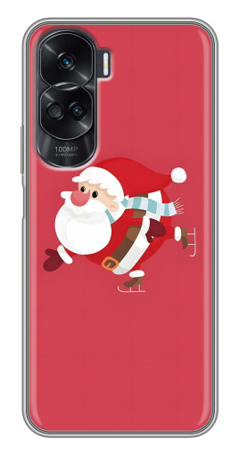 Чехол с картинкой "Дед Мороз на коньках" для Huawei Honor 90 Lite