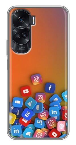 Чехол с печатью "Иконки соц сетей" для Huawei Honor 90 Lite