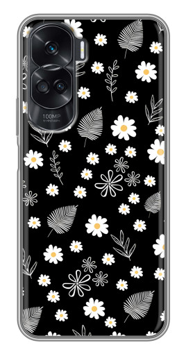 Чехол с печатью "Ромашки на черном" для Huawei Honor 90 Lite