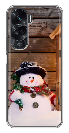 Чехол с картинкой "Рождественский снеговик" для Huawei Honor 90 Lite