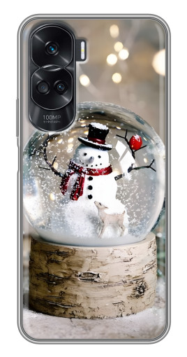 Чехол с печатью "Снеговик в шаре" для Huawei Honor 90 Lite