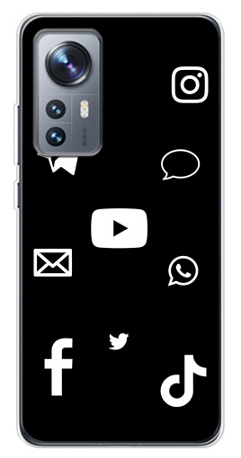 Чехол с принтом "Белые иконки" для Xiaomi 12 / 12X