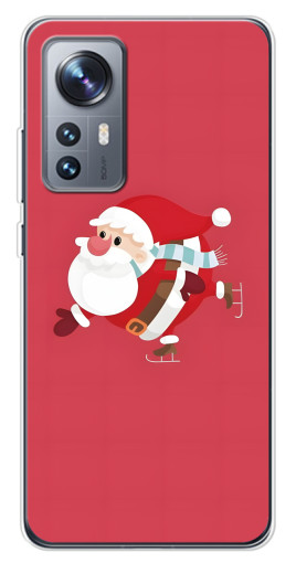 Чехол с печатью "Дед Мороз на коньках" для Xiaomi 12 / 12X
