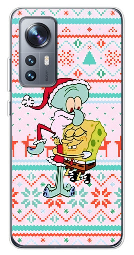 Силиконовый чехол с изображением "Новогодний Спанч-Боб" для Xiaomi 12 / 12X