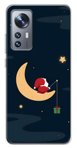 Чехол с принтом "Санта на луне" для Xiaomi 12 / 12X