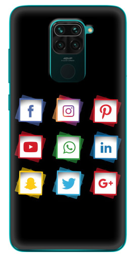 Чехол с печатью "Иконки на черном" для Xiaomi Redmi 10X