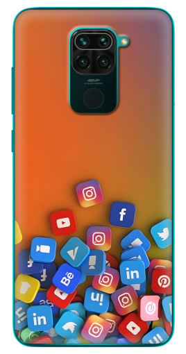Чехол с картинкой "Иконки соц сетей" для Xiaomi Redmi 10X
