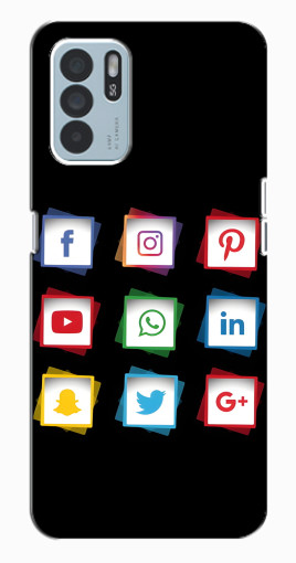 Силиконовый чехол с изображением "Иконки на черном" для Oppo Reno6 Z Силиконовый чехол с изображением "Иконки на черном" для Oppo Reno6 Z