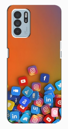 Чехол с картинкой "Иконки соц сетей" для Oppo Reno6 Z Чехол с картинкой "Иконки соц сетей" для Oppo Reno6 Z
