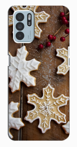 Чехол с печатью "Пряники снежинки" для Oppo Reno6 Z Чехол с печатью "Пряники снежинки" для Oppo Reno6 Z