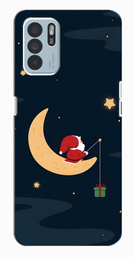 Силиконовый чехол с изображением "Санта на луне" для Oppo Reno6 Z Силиконовый чехол с изображением "Санта на луне" для Oppo Reno6 Z