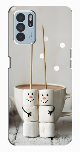 Силиконовый чехол с изображением "Снеговики из зефира" для Oppo Reno6 Z Силиконовый чехол с изображением "Снеговики из зефира" для Oppo Reno6 Z