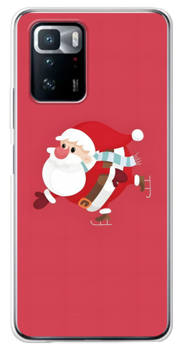 Чехол с картинкой "Дед Мороз на коньках" для Xiaomi POCO X3 GT