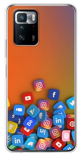 Чехол с картинкой "Иконки соц сетей" для Xiaomi POCO X3 GT