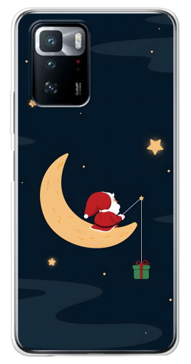 Силиконовый чехол с изображением "Санта на луне" для Xiaomi POCO X3 GT