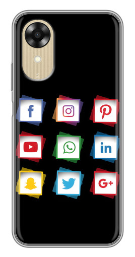 Силиконовый чехол с изображением "Иконки на черном" для Oppo A17k