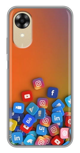 Силиконовый чехол с изображением "Иконки соц сетей" для Oppo A17k