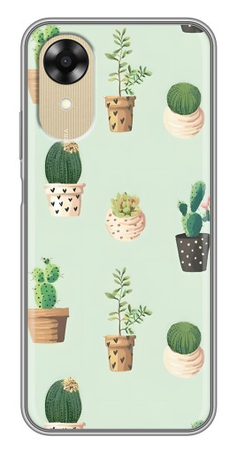 Чехол с принтом "Кактусы в горшочках " для Oppo A17k