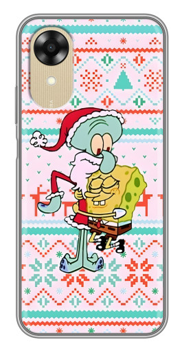Чехол с картинкой "Новогодний Спанч-Боб" для Oppo A17k