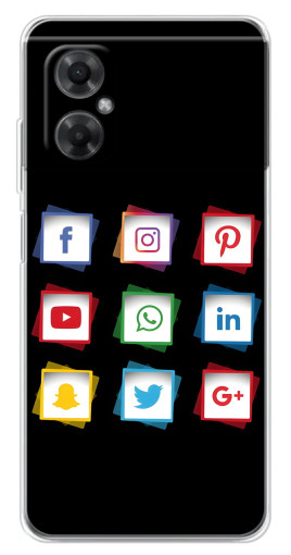 Силиконовый чехол с изображением "Иконки на черном" для Xiaomi Redmi Note 11R