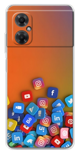 Силиконовый чехол с изображением "Иконки соц сетей" для Xiaomi Redmi Note 11R