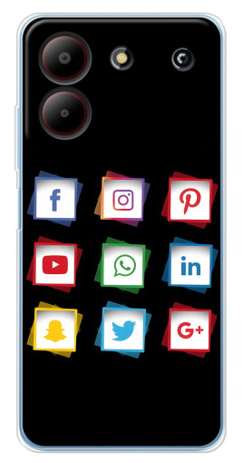 Чехол с принтом "Иконки на черном" для ZTE Blade A54