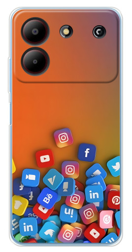 Силиконовый чехол с изображением "Иконки соц сетей" для ZTE Blade A54