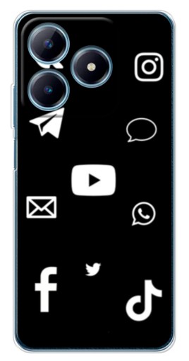 Чехол с принтом "Белые иконки" для Realme C63 4G