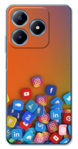 Чехол с картинкой "Иконки соц сетей" для Realme C63 4G
