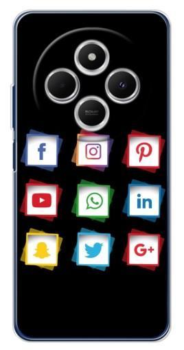 Чехол с печатью "Иконки на черном" для Tecno Spark 30C
