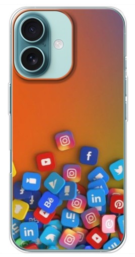 Чехол с принтом "Иконки соц сетей" для iPhone 16 Plus