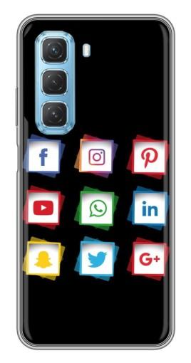 Чехол с печатью "Иконки на черном" для Infinix Hot 50 5G