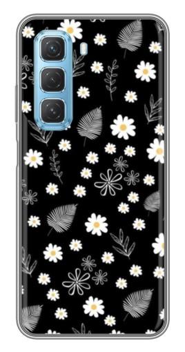 Чехол с картинкой "Ромашки на черном" для Infinix Hot 50 5G