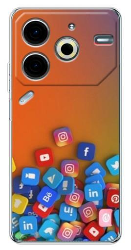 Силиконовый чехол с изображением "Иконки соц сетей" для Tecno Pova 6 Neo 5G