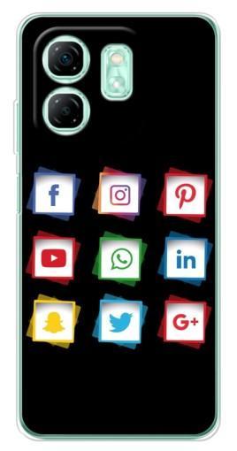 Чехол с картинкой "Иконки на черном" для Infinix Smart 9