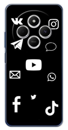 Чехол с картинкой "Белые иконки" для Tecno Spark 30 Чехол с картинкой "Белые иконки" для Tecno Spark 30