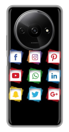 Силиконовый чехол с изображением "Иконки на черном" для Xiaomi Redmi A3x